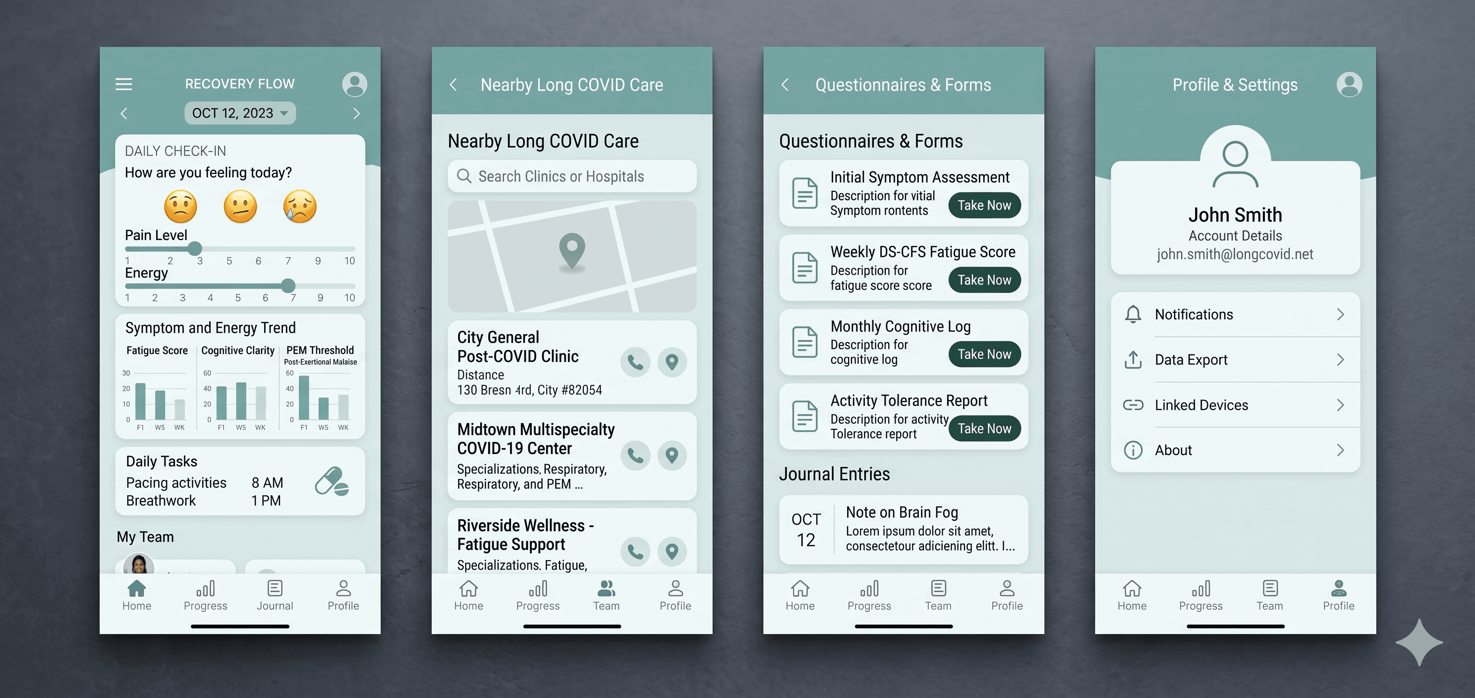 Screenshot of Long-COVID Patient Support App